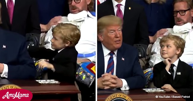 Niño intenta abrazar a Donald Trump pero él no lo nota sino hasta el tercer intento