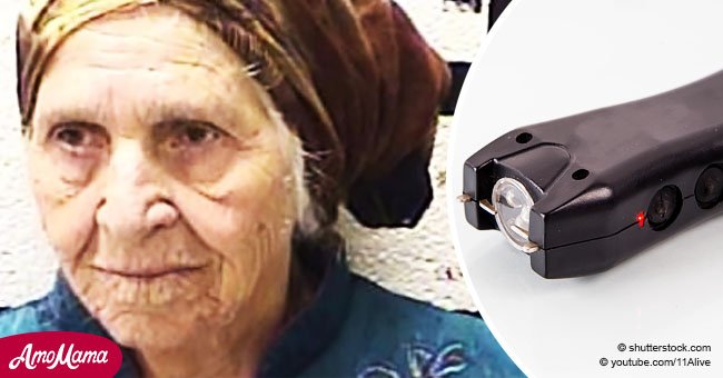 Policía pide a "sonriente" ancianita de 87 años soltar cuchillo, se niega y la electrocutan
