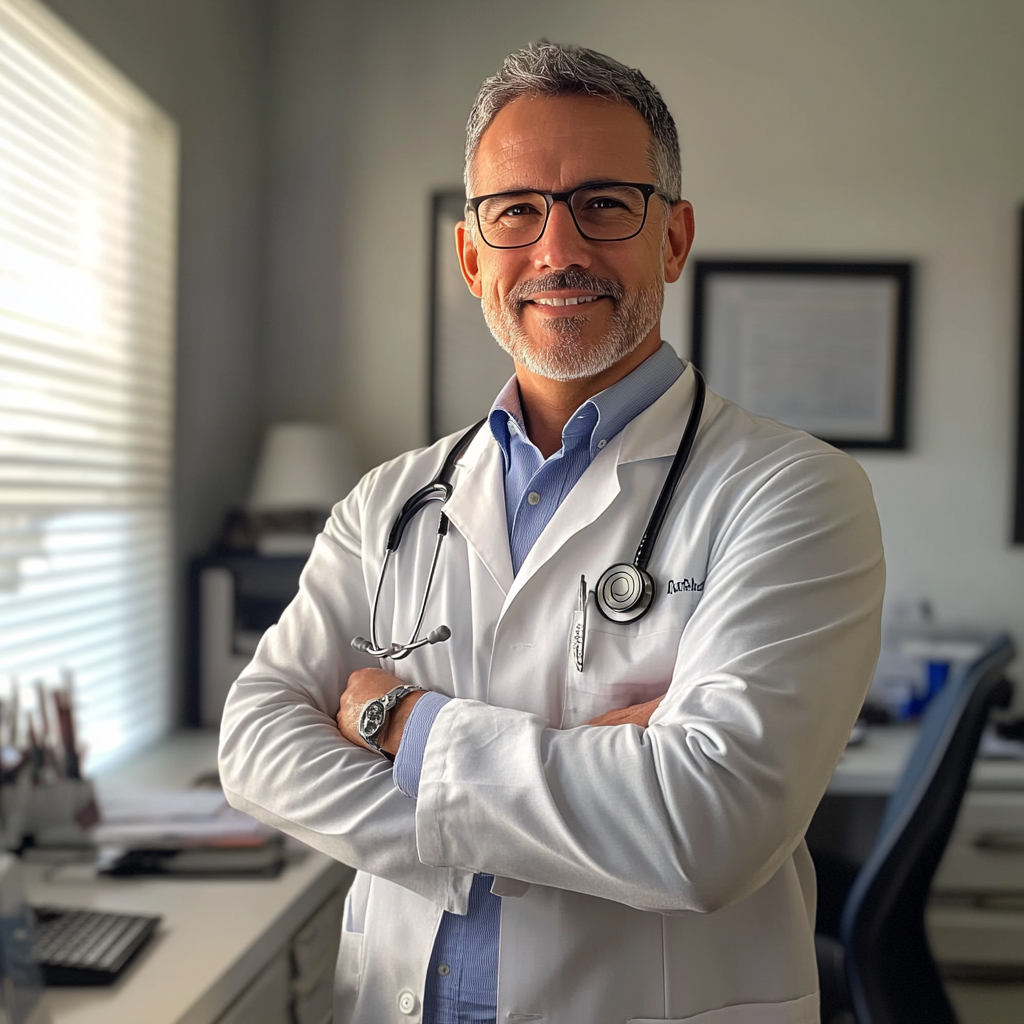 Un médico sonriente | Fuente: Midjourney