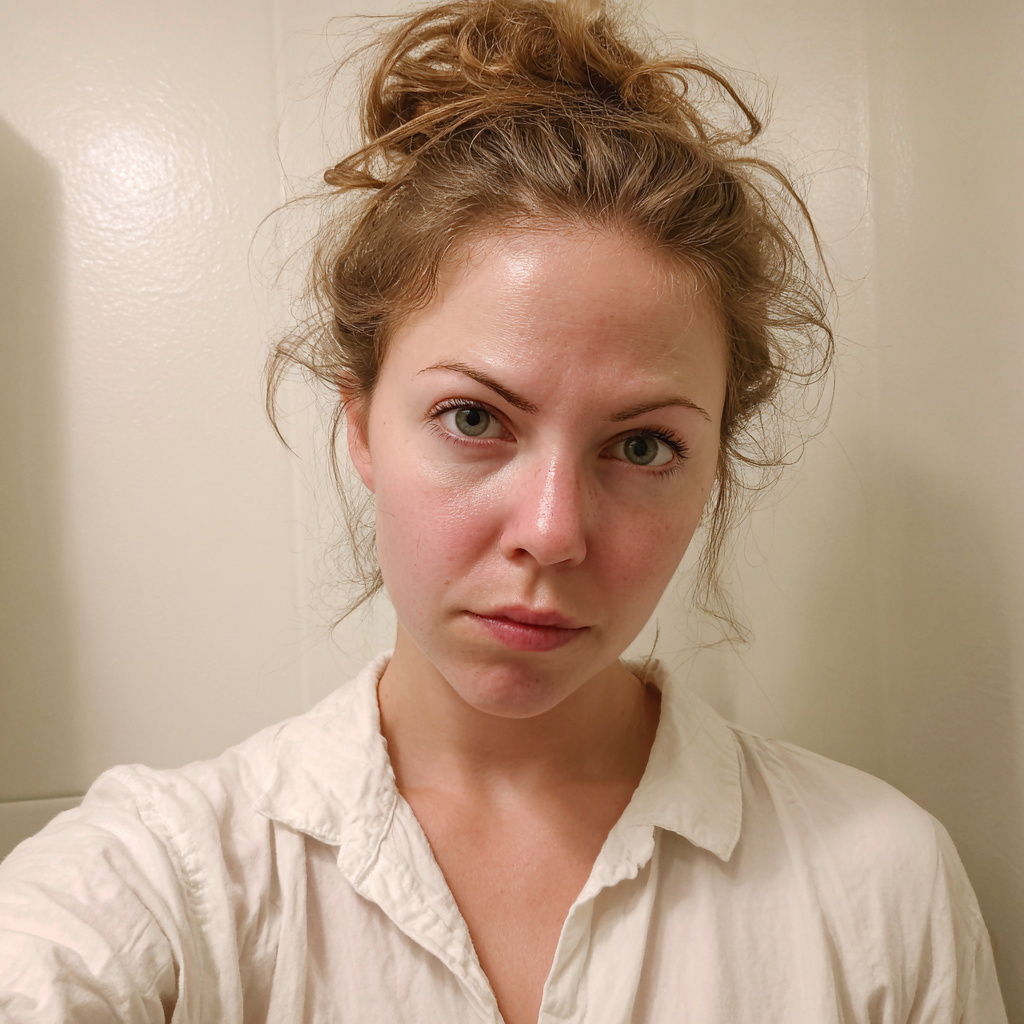 Una mujer de pie en un cuarto de baño | Fuente: Midjourney