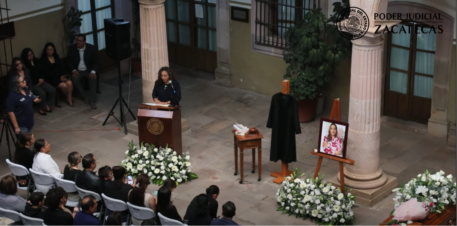 Homenaje póstumo a Oyuki Ramírez Burciaga desde la sede del Poder Judicial del estado de Zacatecas en México | Fuente: Facebook/Poder Judicial del Estado de Zacatecas