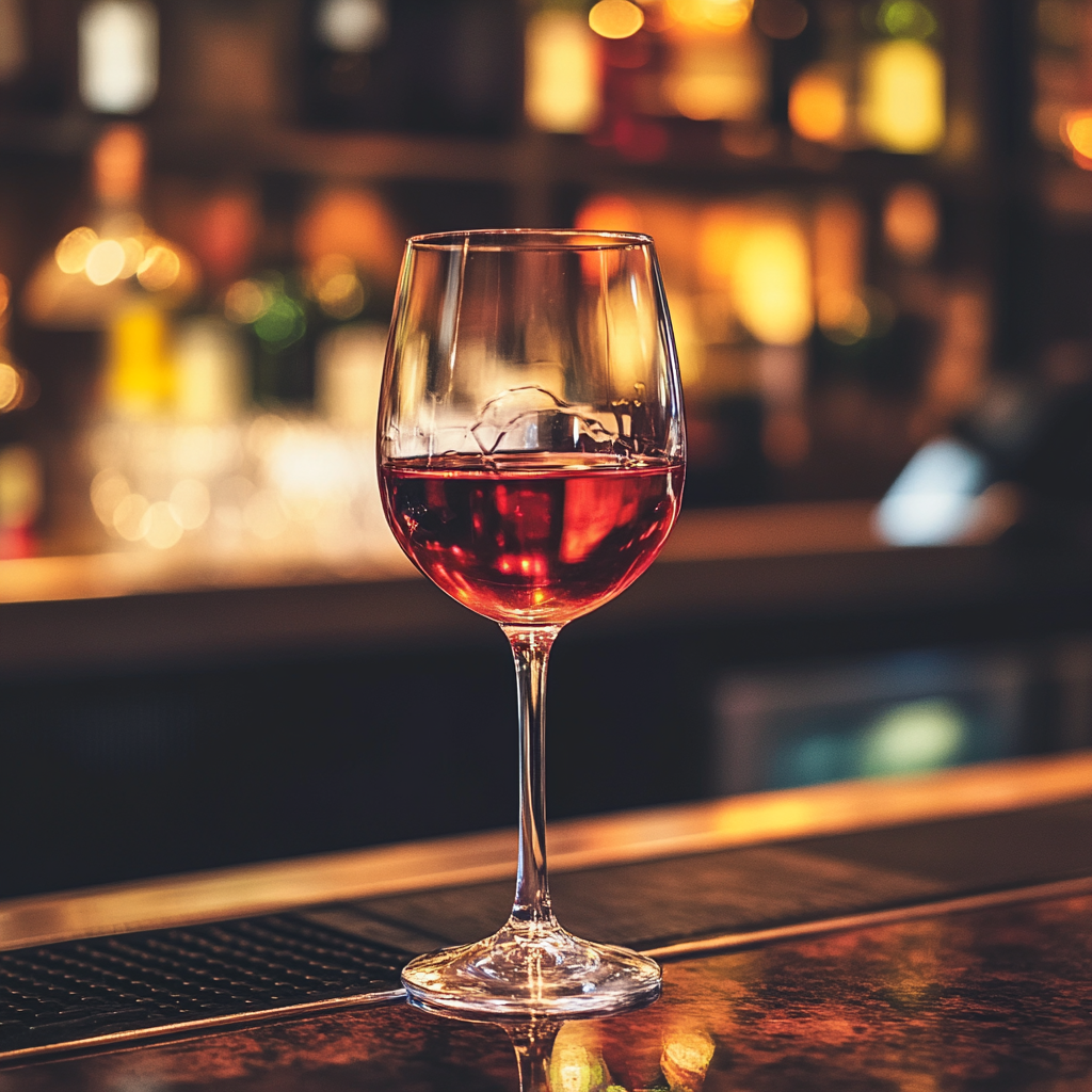 Una copa de vino en un mostrador | Fuente: Midjourney