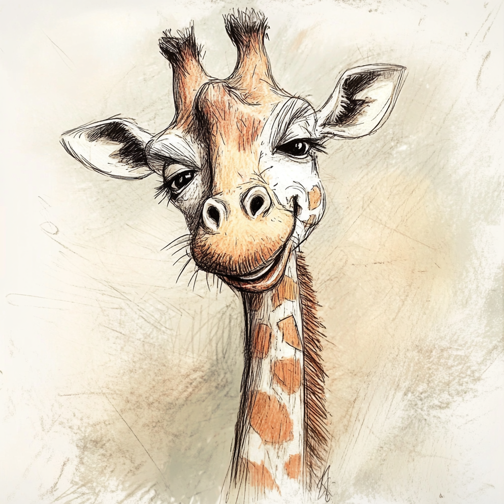 Dibujo infantil de una jirafa | Fuente: Midjourney