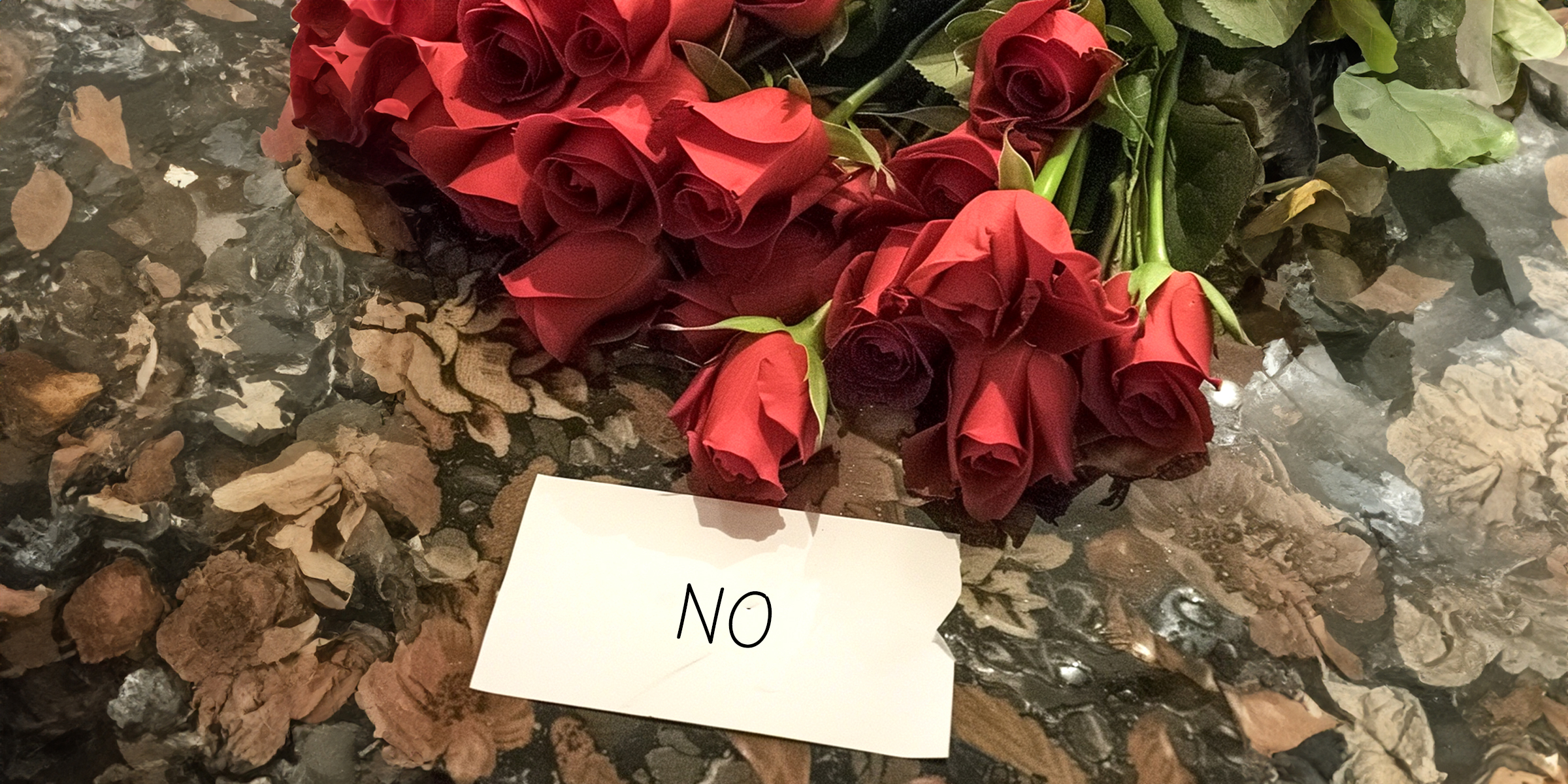 Ramo de flores con una nota escrita: "No" | Fuente: AmoMama