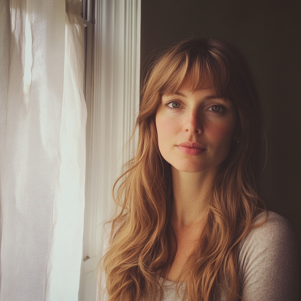 Una mujer junto a una ventana | Fuente: Midjourney