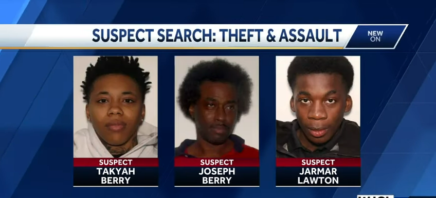 Los tres sospechosos, Takyah Berry, Joseph Berry y Jarmar Lawton | Foto: Youtube.com/WJCL News