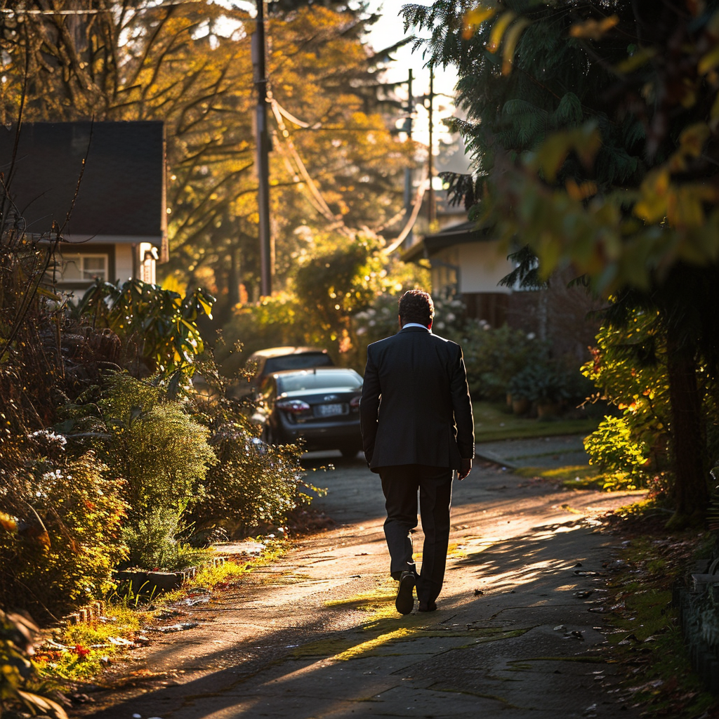 Un hombre trajeado caminando | Fuente: Midjourney