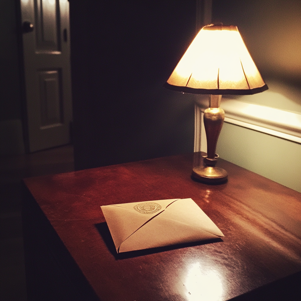 Un sobre en una mesa del pasillo | Fuente: Midjourney