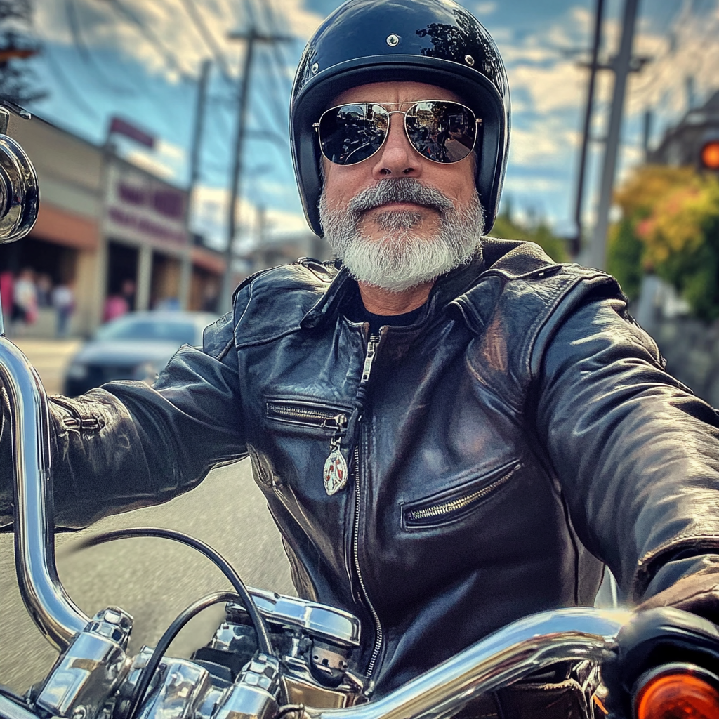 Un hombre mayor en moto | Fuente: Midjourney