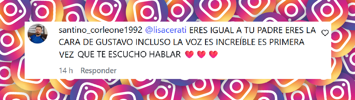 Comentario de un usuario sobre el parecido de Lisa María Cerati con su difunto padre, Gustavo Cerati | Fuente: Instagram/todopasa1043