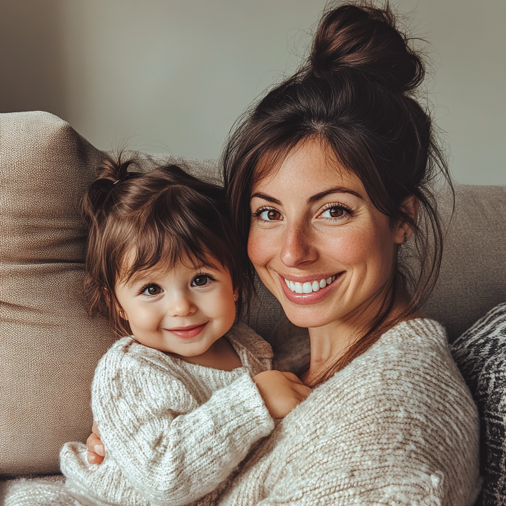 Una madre y una hija sonrientes | Fuente: Midjourney