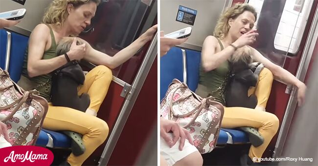 Cruel mujer golpea y muerde a su perro en medio del tren y queda capturada en video