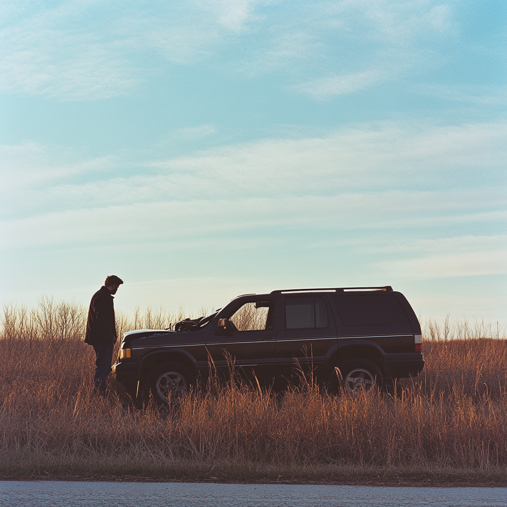 Un hombre junto a un Automóvil averiado | Fuente: Midjourney