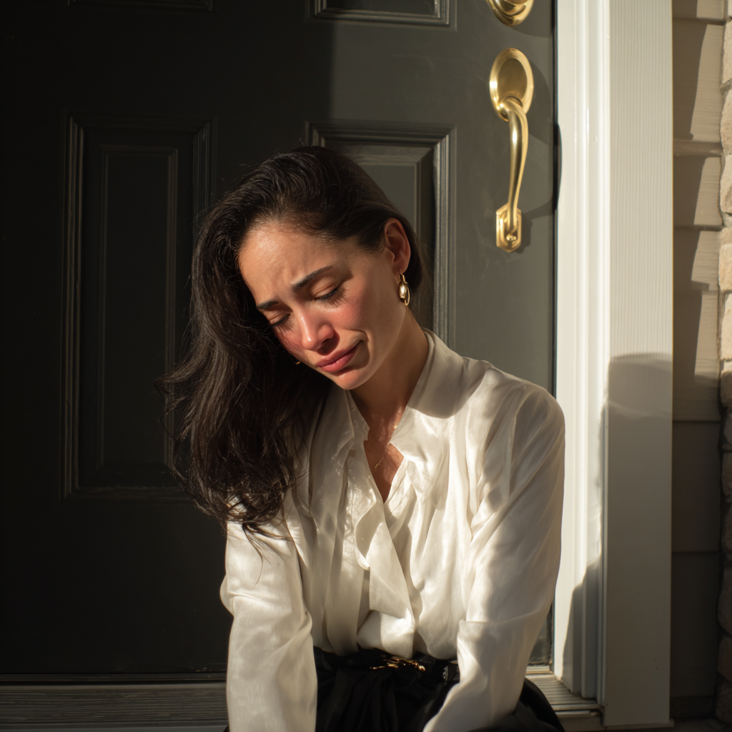 Una mujer alterada arrodillada en el suelo | Fuente: Midjourney