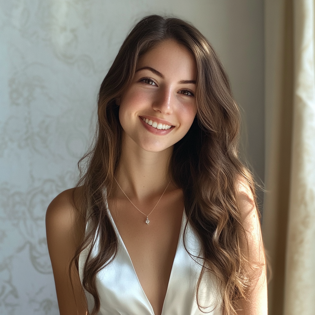 Primer plano de una mujer sonriente | Fuente: Midjourney