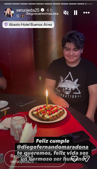 Diego Fernando Maradona en su cumpleaños, en un video de historias de Instagram su madre. | Foto: instagram.com/veruojeda25