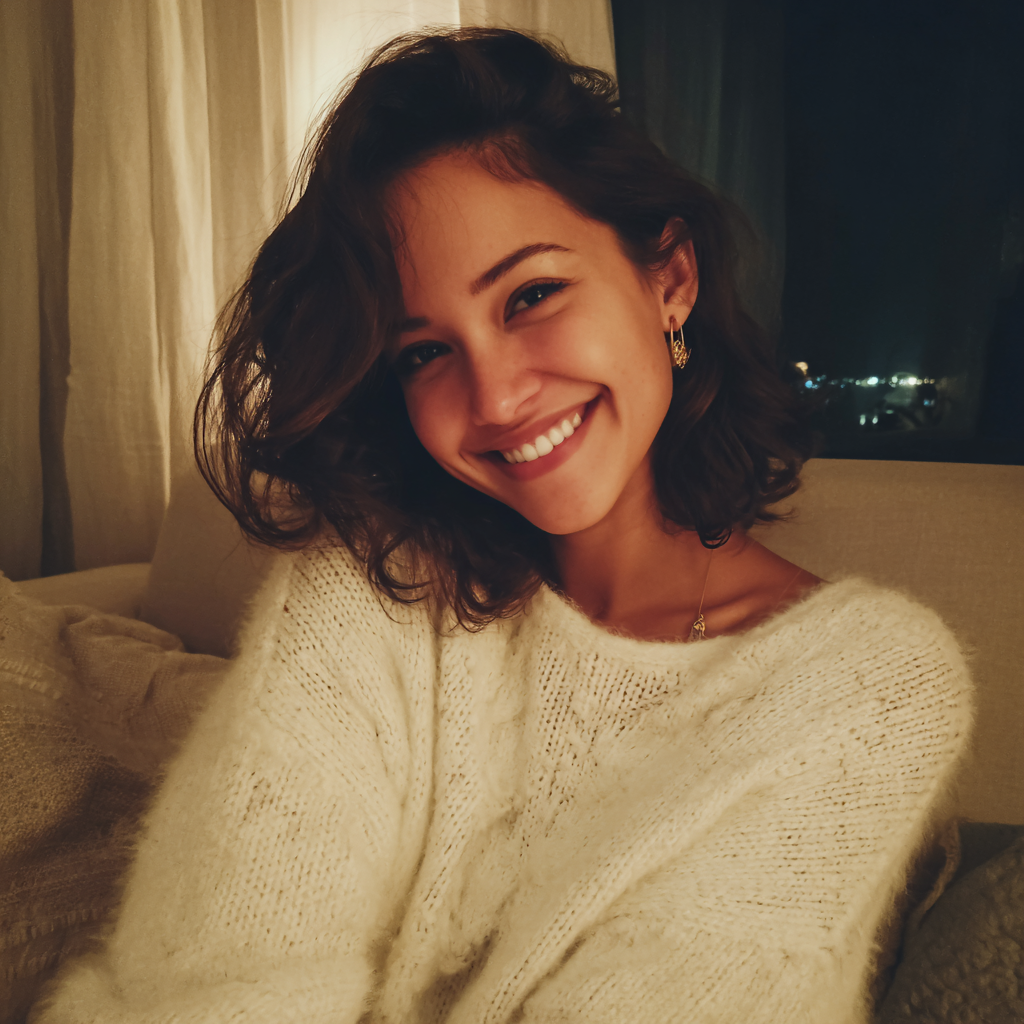 Primer plano de una mujer sonriendo | Fuente: Midjourney