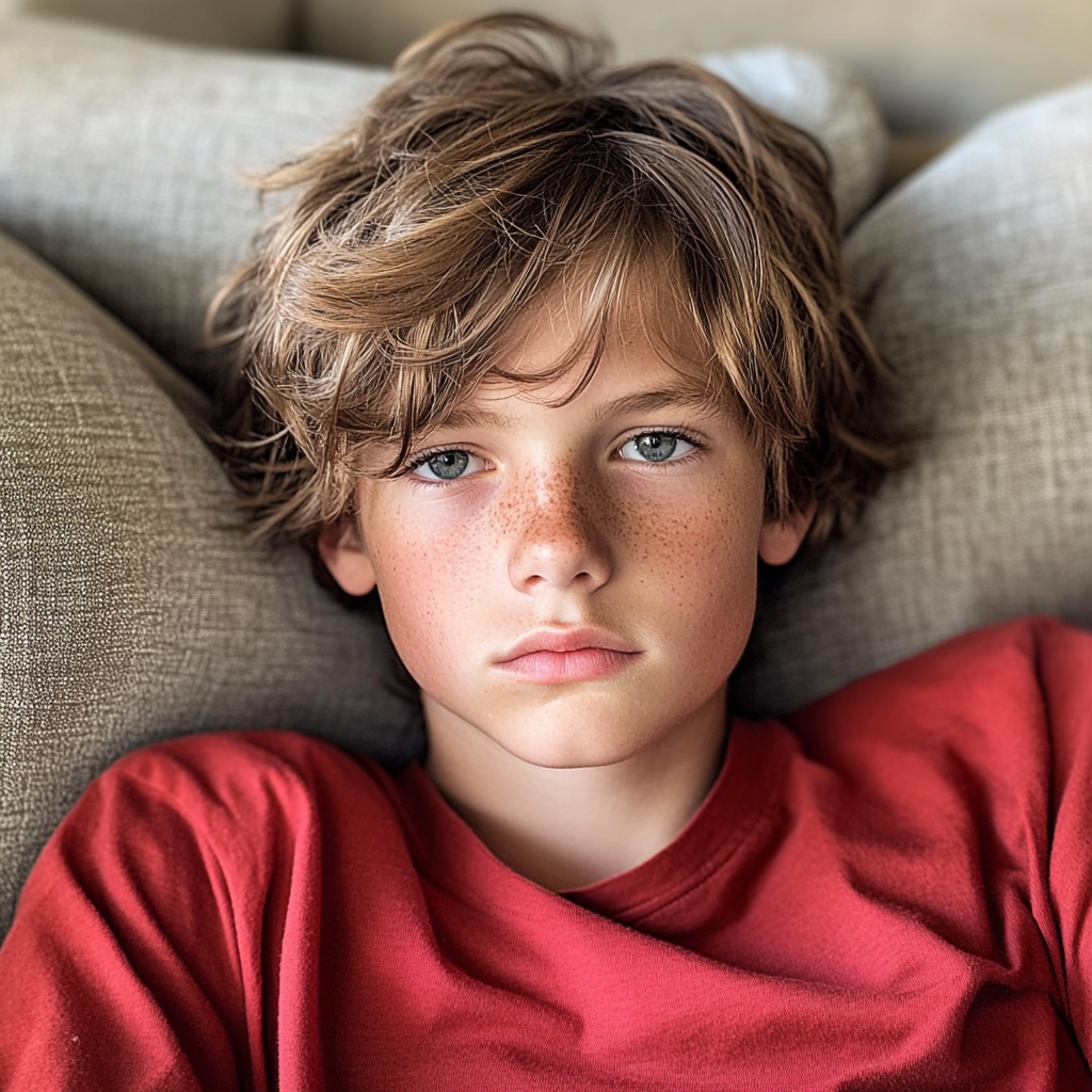 Un adolescente sentado en un sofá | Fuente: Midjourney