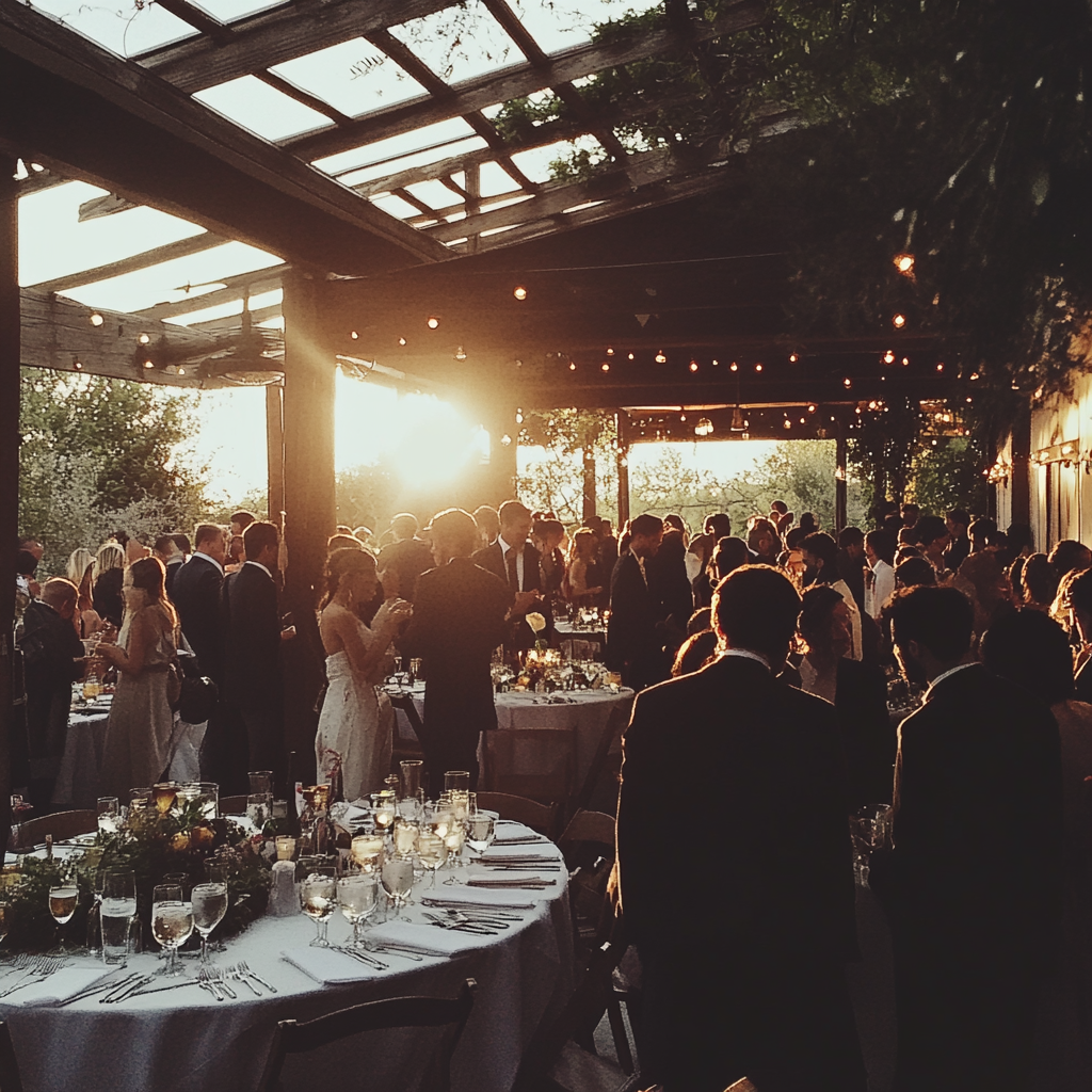 Una multitud de personas en un banquete de boda | Fuente: Midjourney