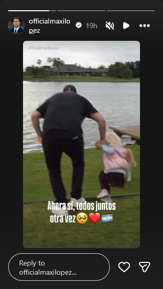 Maxi López compartió un video de su reencuentro familiar tras la llegada de Daniela Christiansson a Argentina | Fuente: Instagram Stories/officialmaxilopez