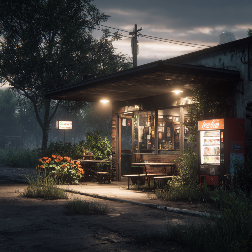 Un pequeño café | Fuente: Midjourney