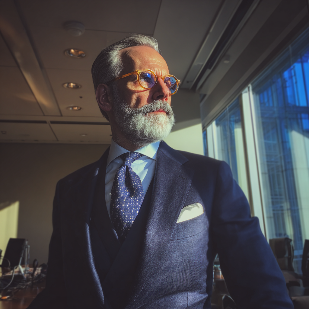 Un avvocato che indossa un abito blu scuro | Fonte: Midjourney