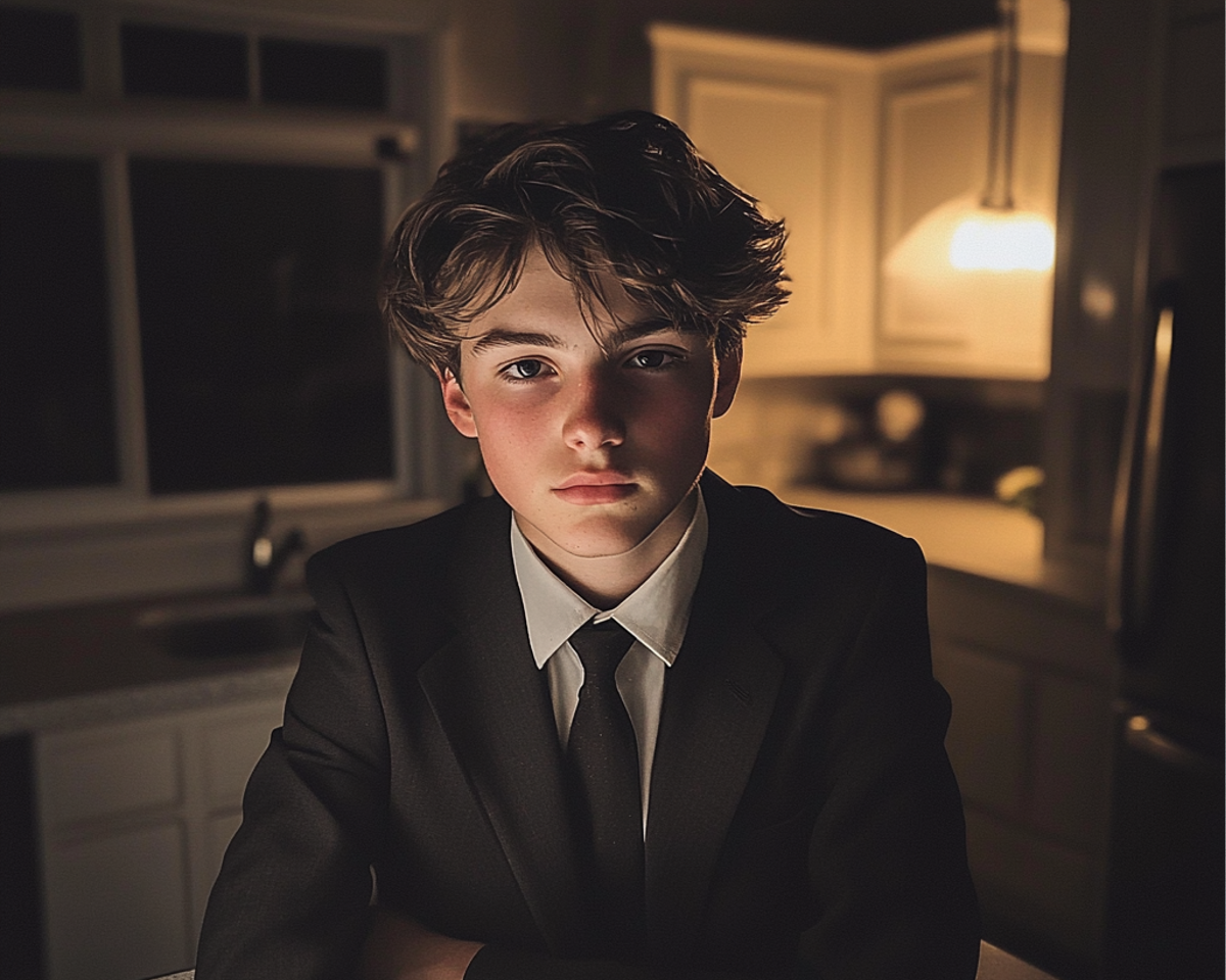 Un adolescente sentado en la encimera de la cocina | Fuente: Midjourney