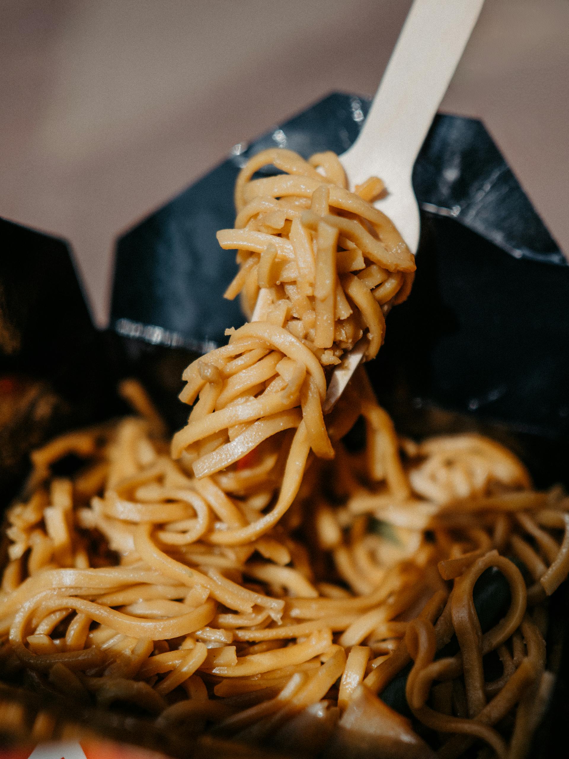 Un primer plano de fideos | Fuente: Pexels