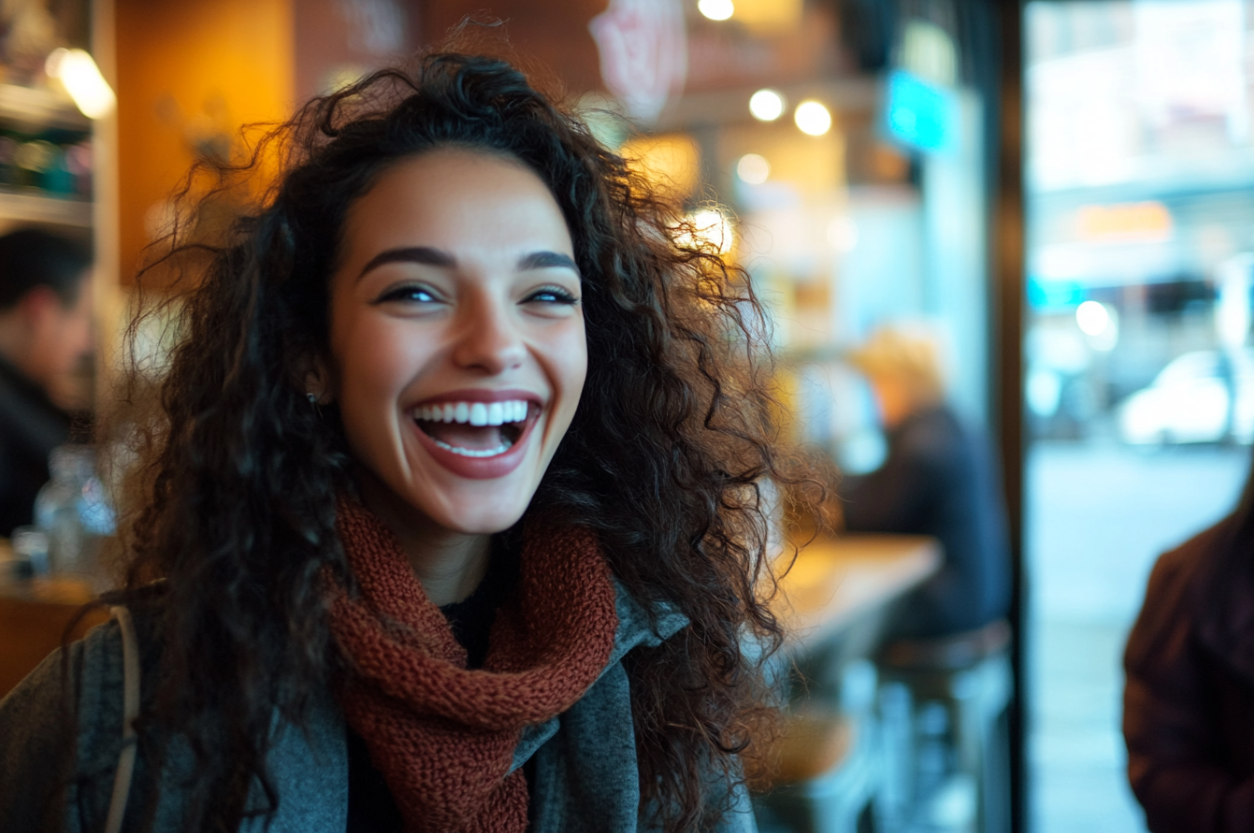 Una mujer con una sonrisa emocionada | Fuente: Midjourney