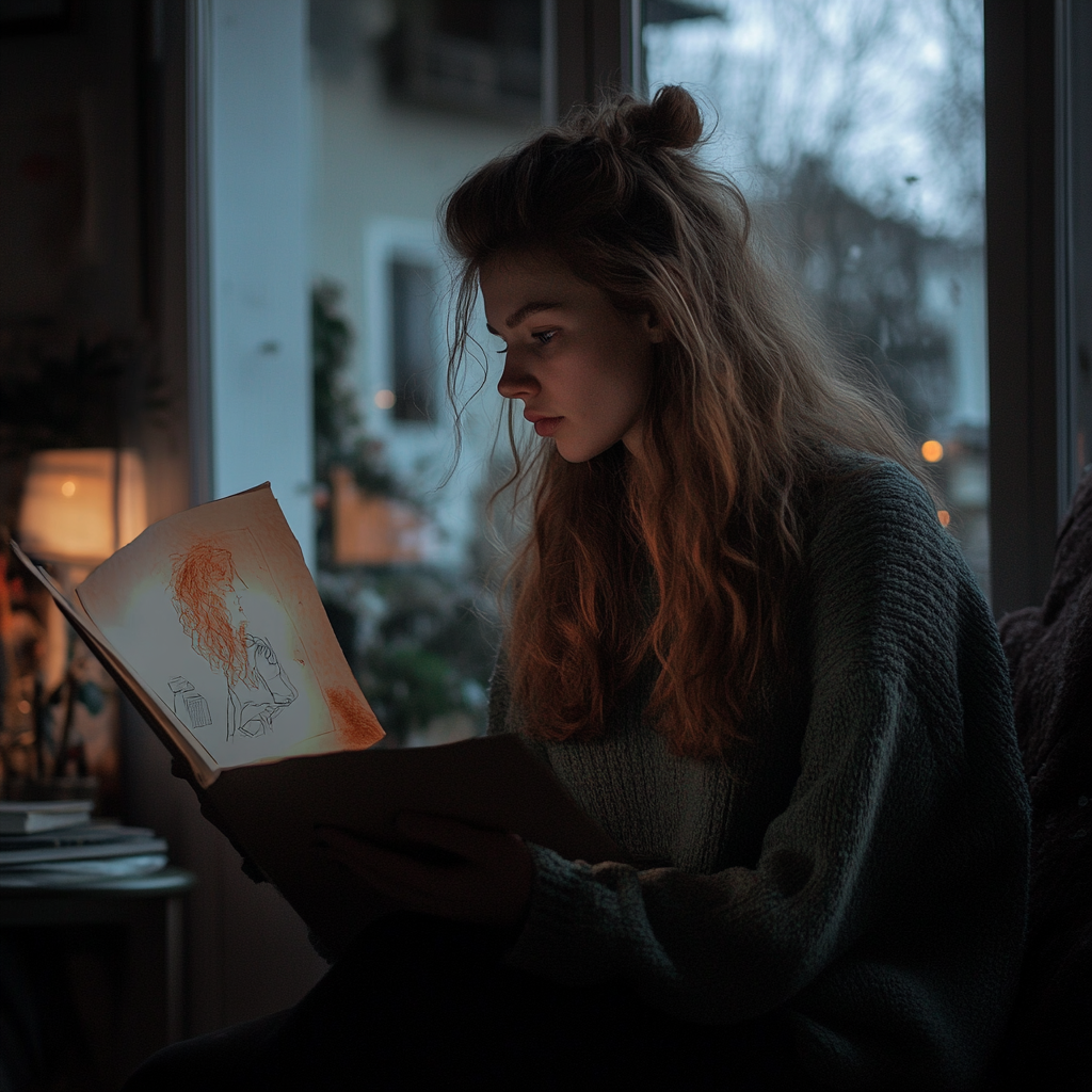 Una mujer preocupada mirando un dibujo | Fuente: Pexels