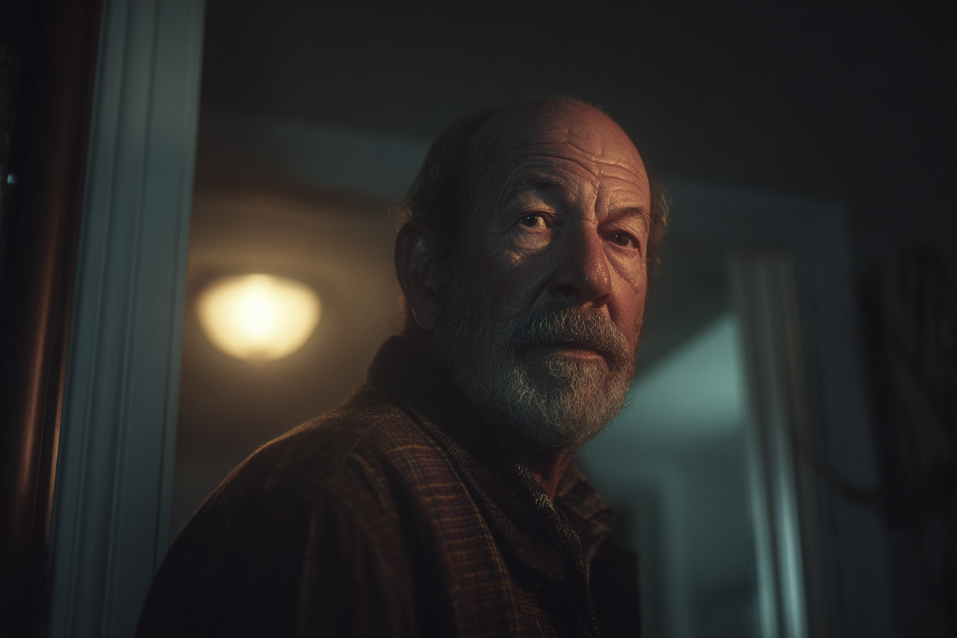 Un hombre mayor en casa de su hija | Fuente: Midjourney