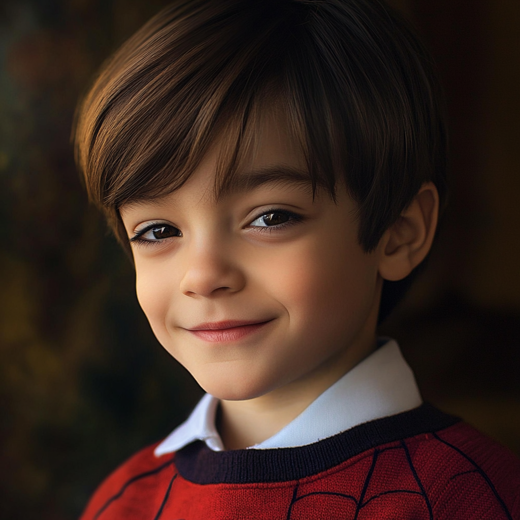 Un niño sonriente con un jersey de Spiderman | Fuente: Midjourney