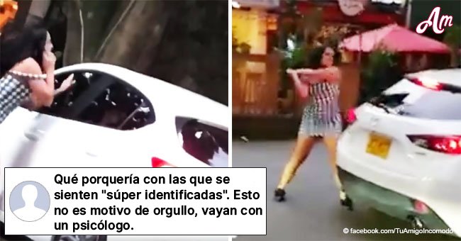 Video viral muestra furiosa mujer destruyendo el auto de hombre que parece ser su novio infiel