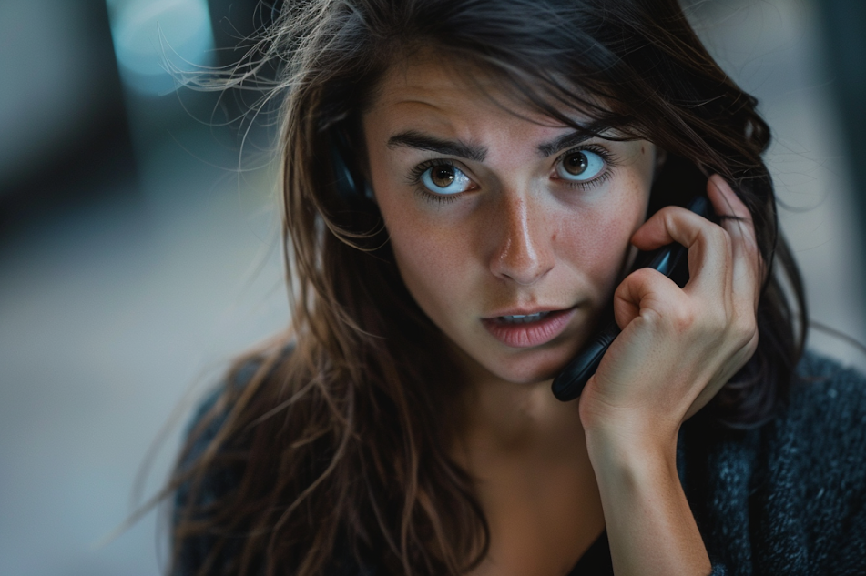 Una mujer conmocionada hablando por teléfono | Fuente: Midjourney