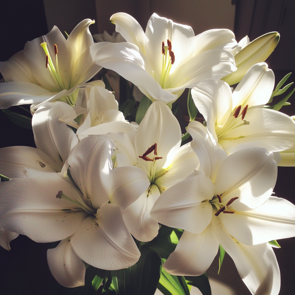 Un ramo de lirios blancos | Fuente: Midjourney