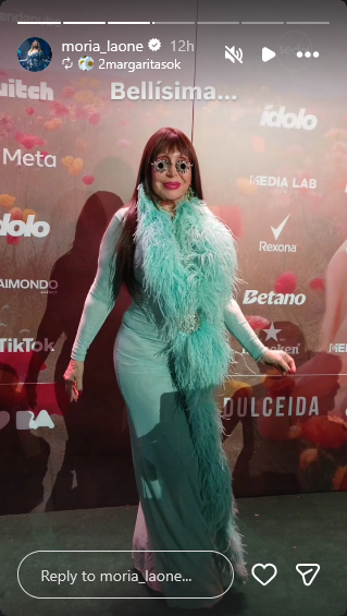 Moria Casán en los Premios Ídolo Argentina 2026 | Fuente: Instagram Stories/moria_laone
