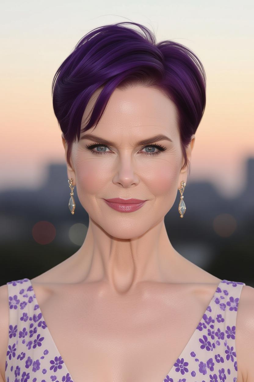 Una imagen generada por IA de Nicole Kidman con un peinado diferente | Fuente: Grok