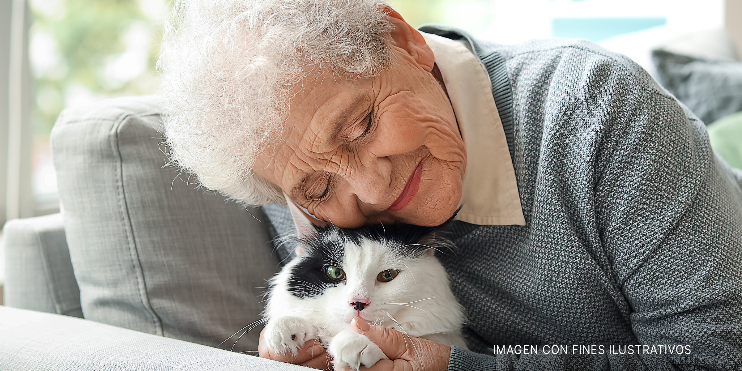 Una mujer mayor con su adorable gato. | Foto: Shutterstock