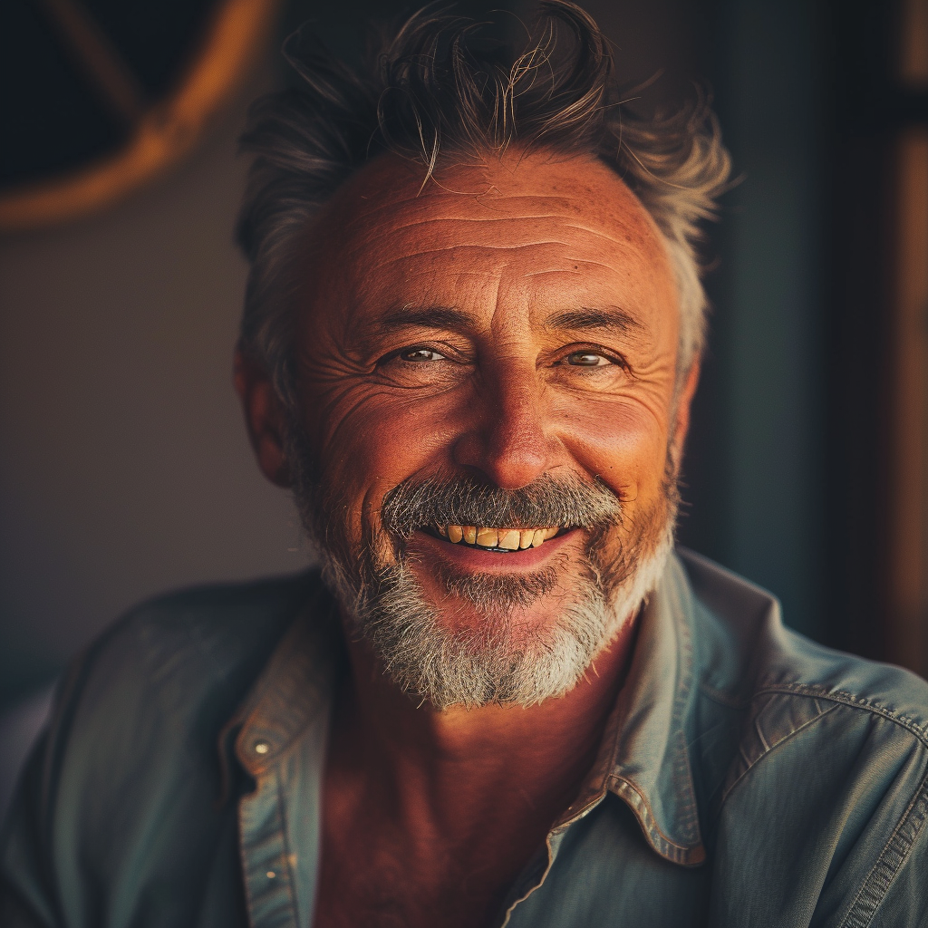Primer plano de un anciano sonriente | Fuente: Midjourney