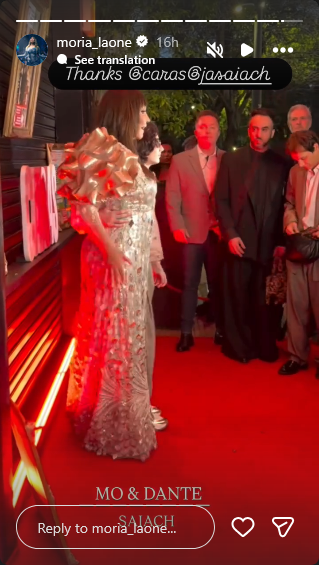Moria Casán y su nieto Dante Della Paolera en la alfombra roja de la gala de CARAS Moda | Fuente: Instagram Stories/moria_laone