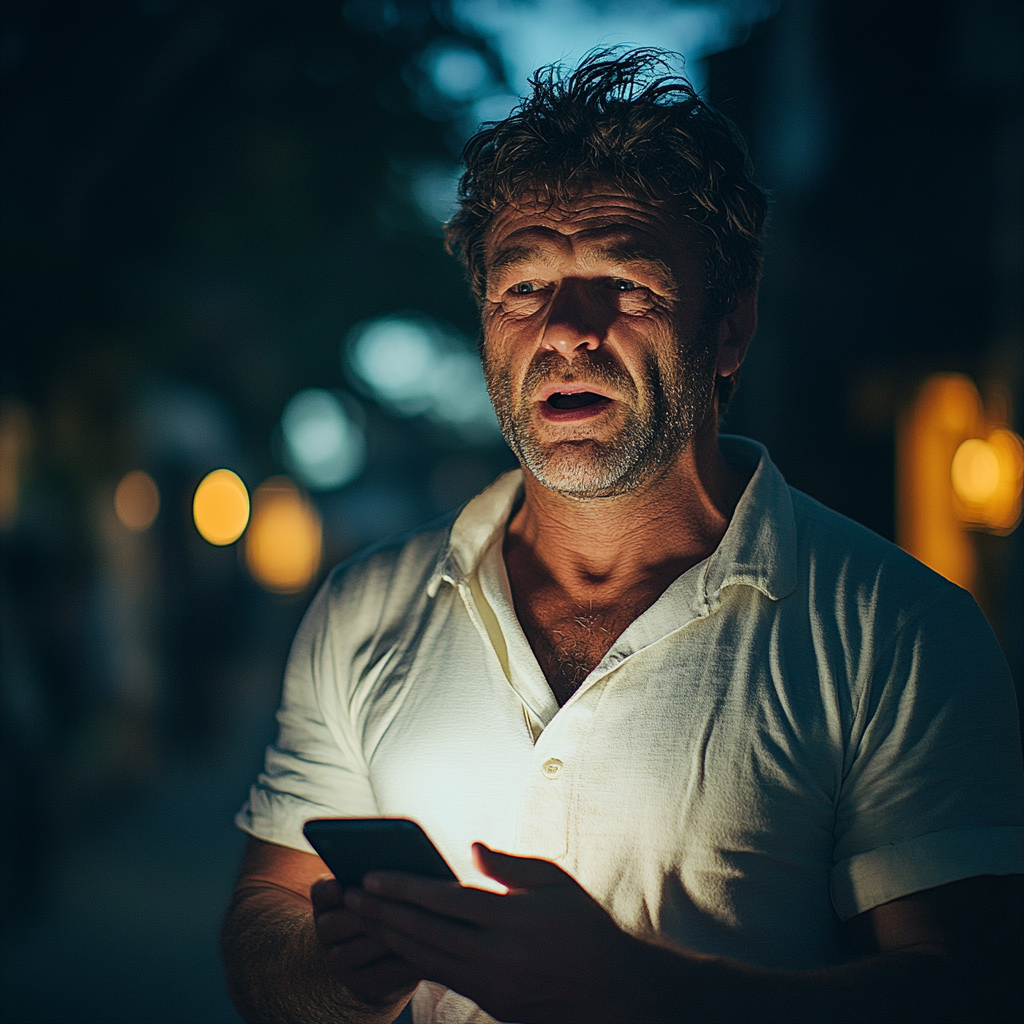 Un hombre conmocionado tras mirar su teléfono | Fuente: Midjourney