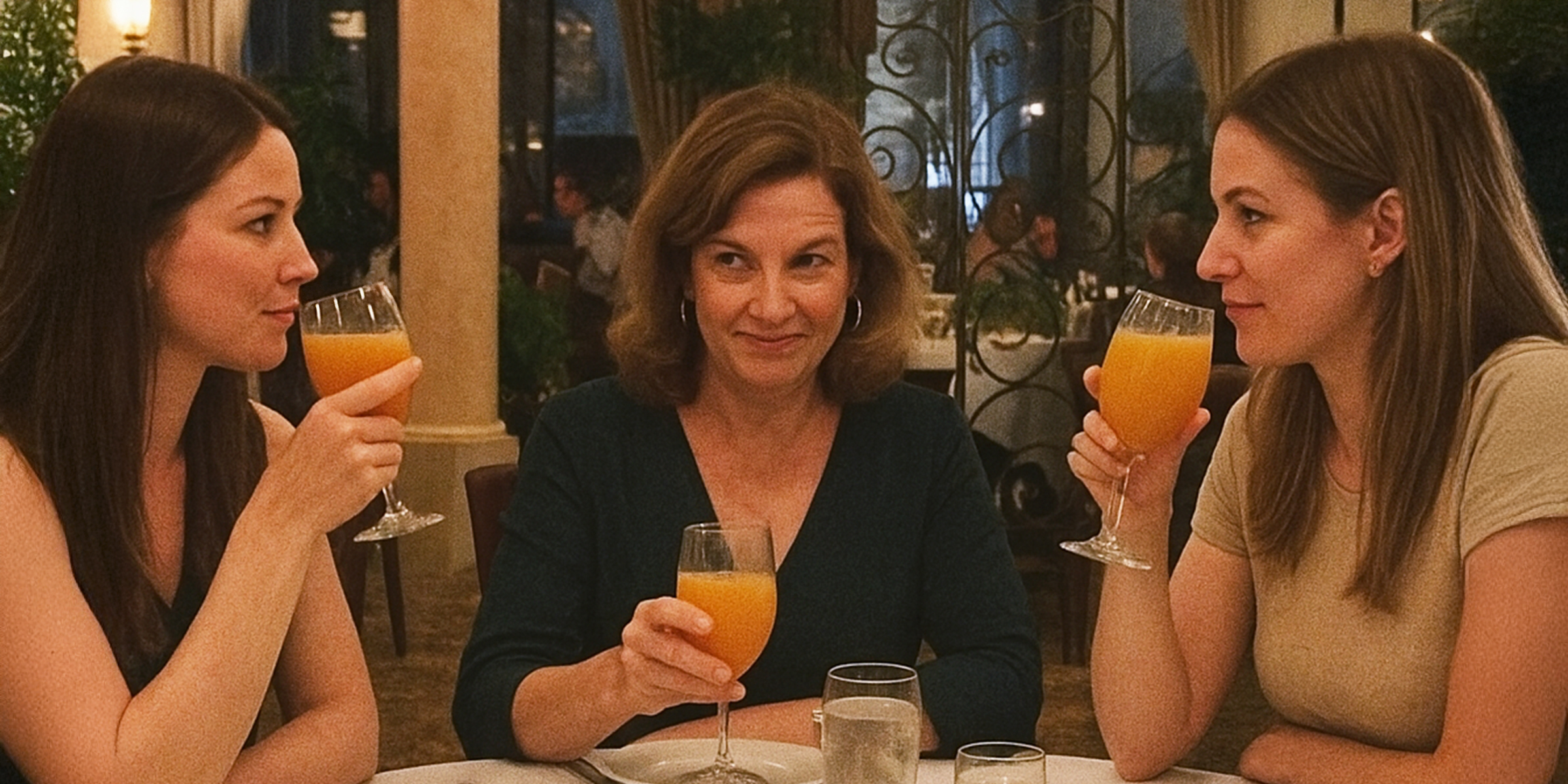 Tres mujeres sentadas en un restaurante | Fuente: The Celebritist