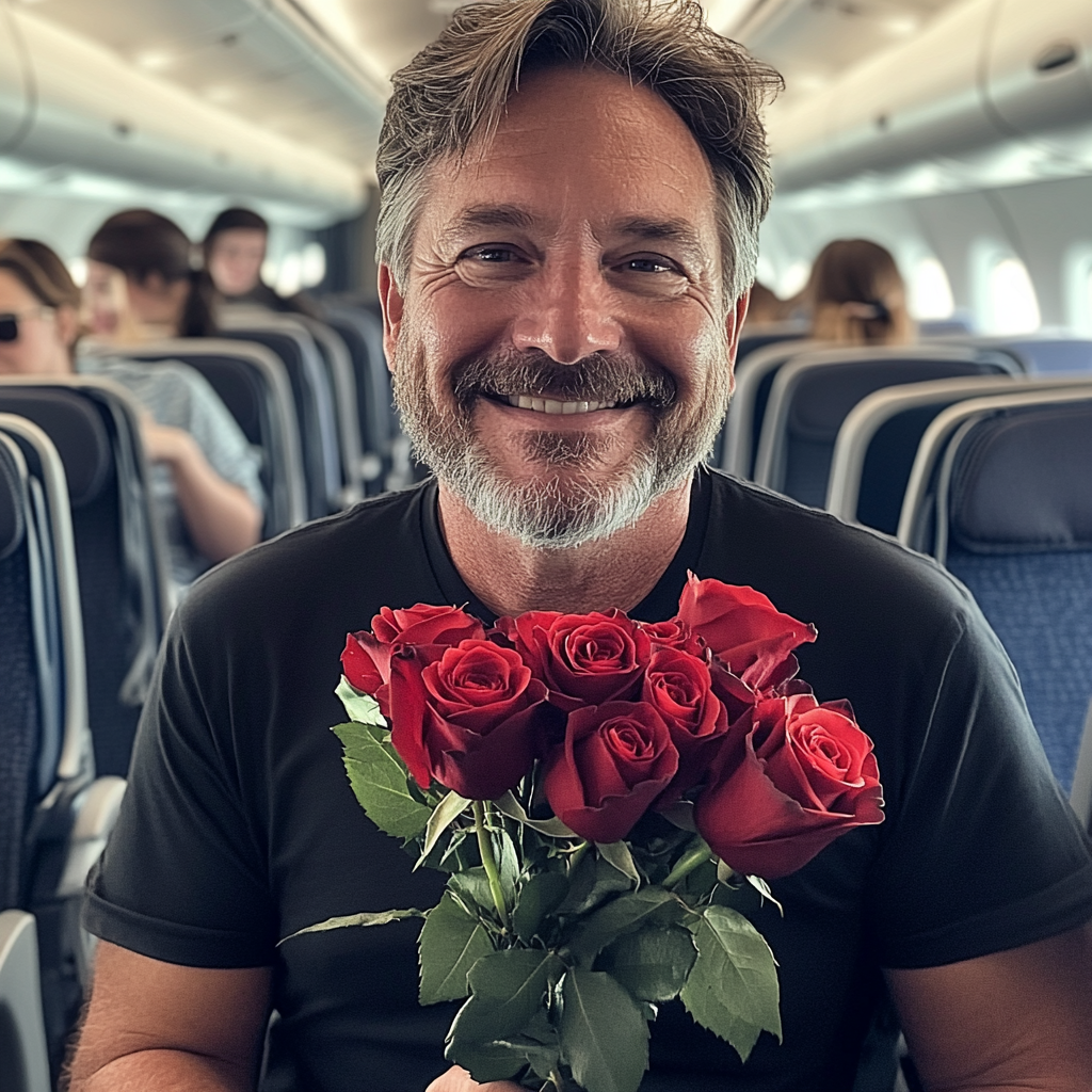 Un hombre pidiendo matrimonio en un vuelo | Fuente: Midjourney