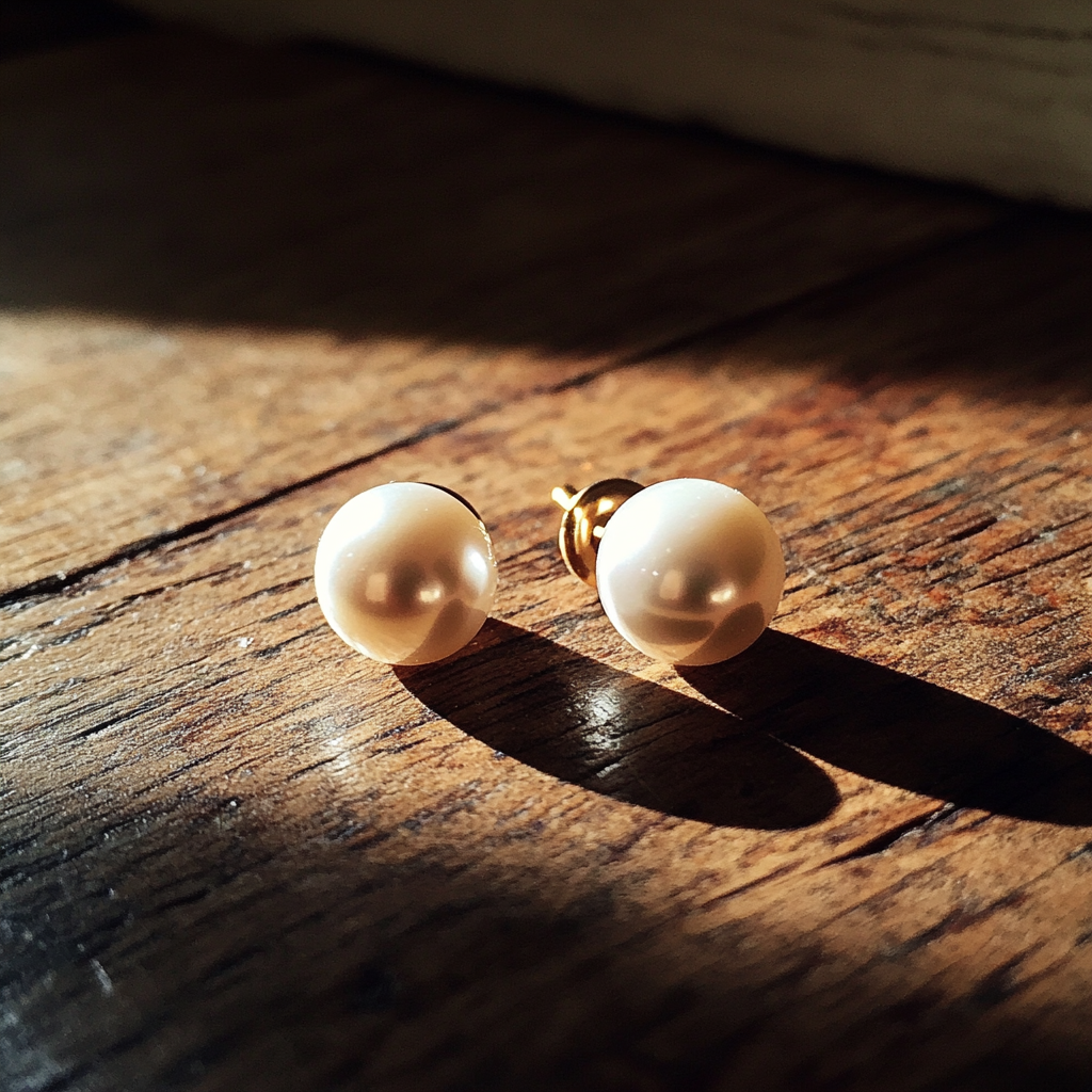 Un par de pendientes de perlas | Fuente: Midjourney