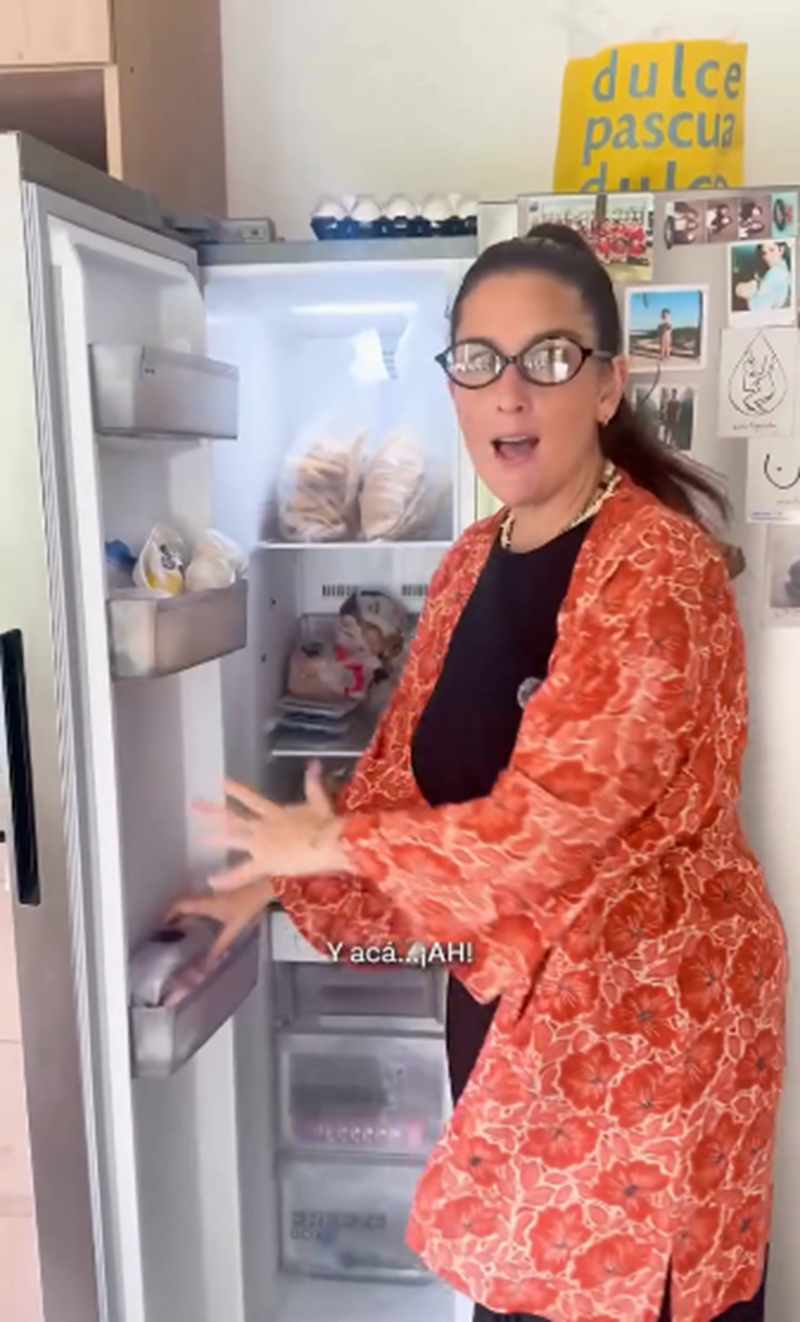 Juana Repetto mostrando el contenido de su heladera | Fuente: Instagram/juanarepettook