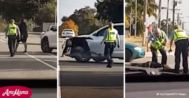 Video muestra el momento en que oficial de policía golpea a joven con el auto antes de arrestarlo