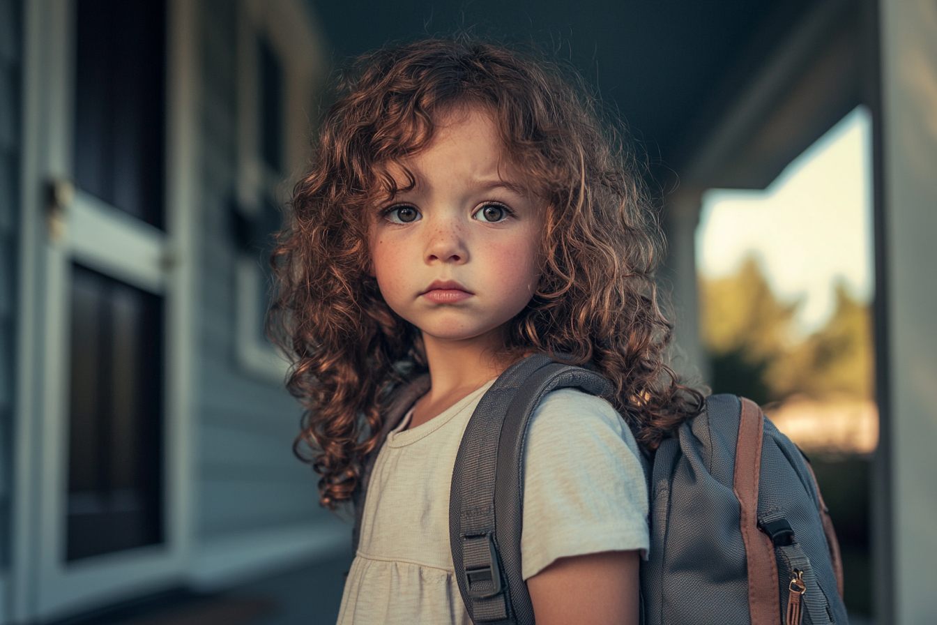 Una niña frente a una casa | Fuente: Midjourney