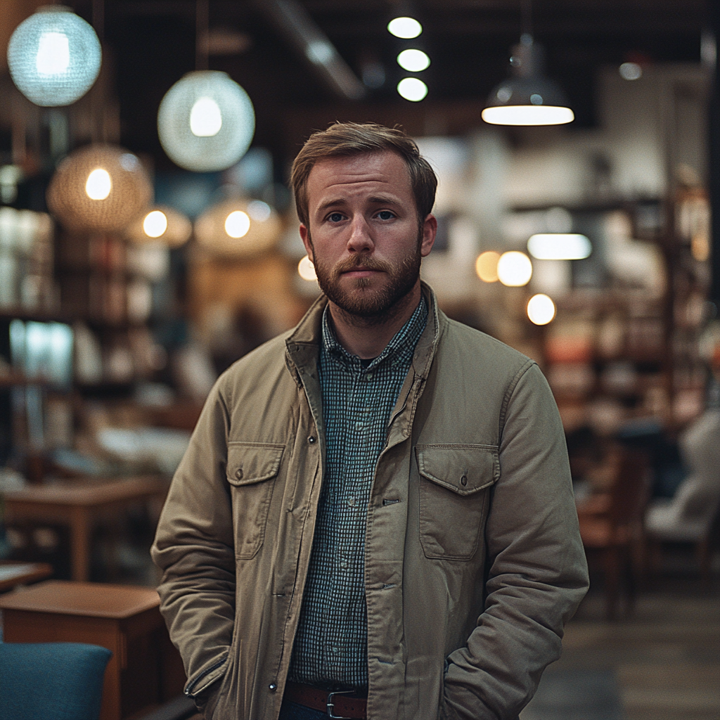 Un hombre en una tienda | Fuente: Midjourney