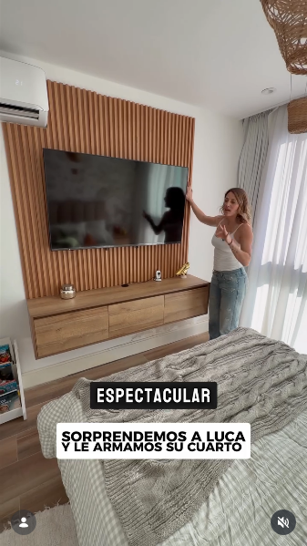 Mica Viciconte mostrando cómo quedó el nuevo dormitorio de su hijo Luca Cubero | Fuente: Instagram/micaviciconte