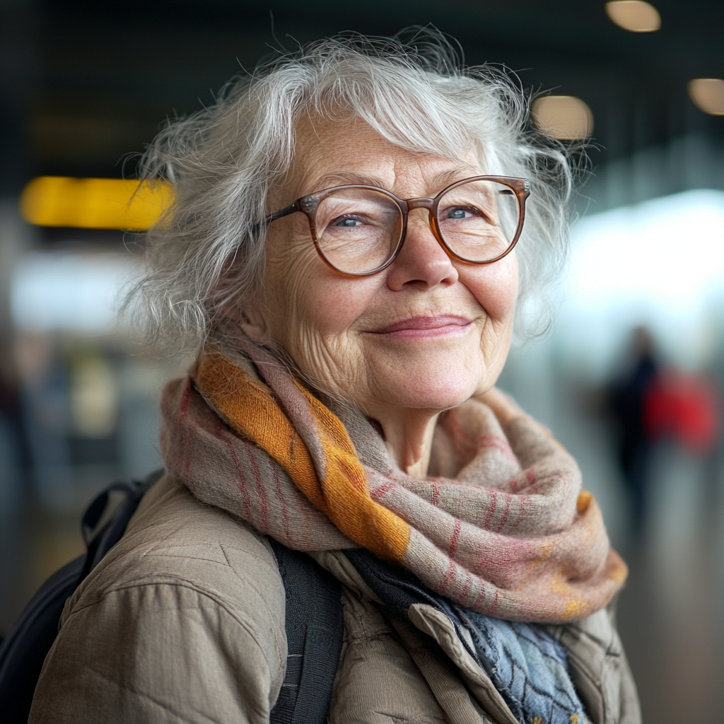 Una mujer en un aeropuerto | Fuente: Midjourney